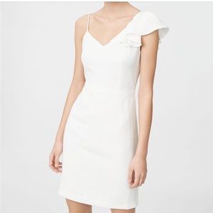 Club Monaco White Ruffle One Shoulder Dress